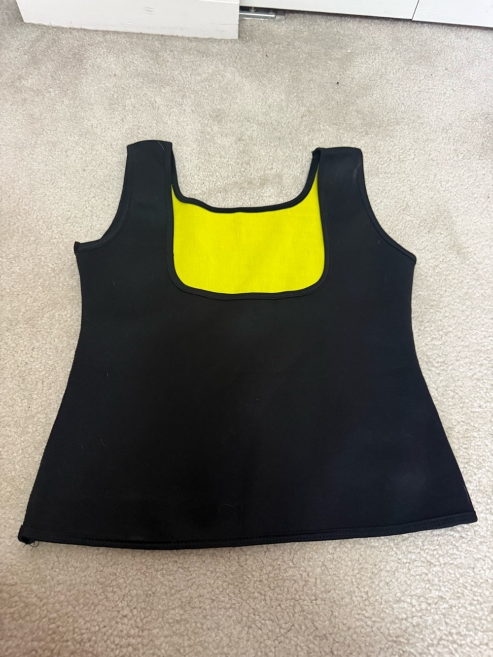 Black Tank Top with Yellow Square Neck Panel